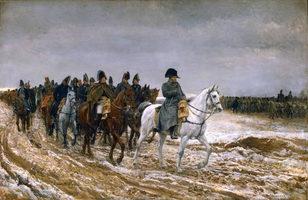 Painting depicting Napoleon and troops