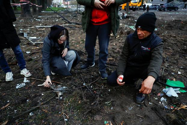 Site of a Russian missile strike, amid Russia's attack on Ukraine, in Kyiv