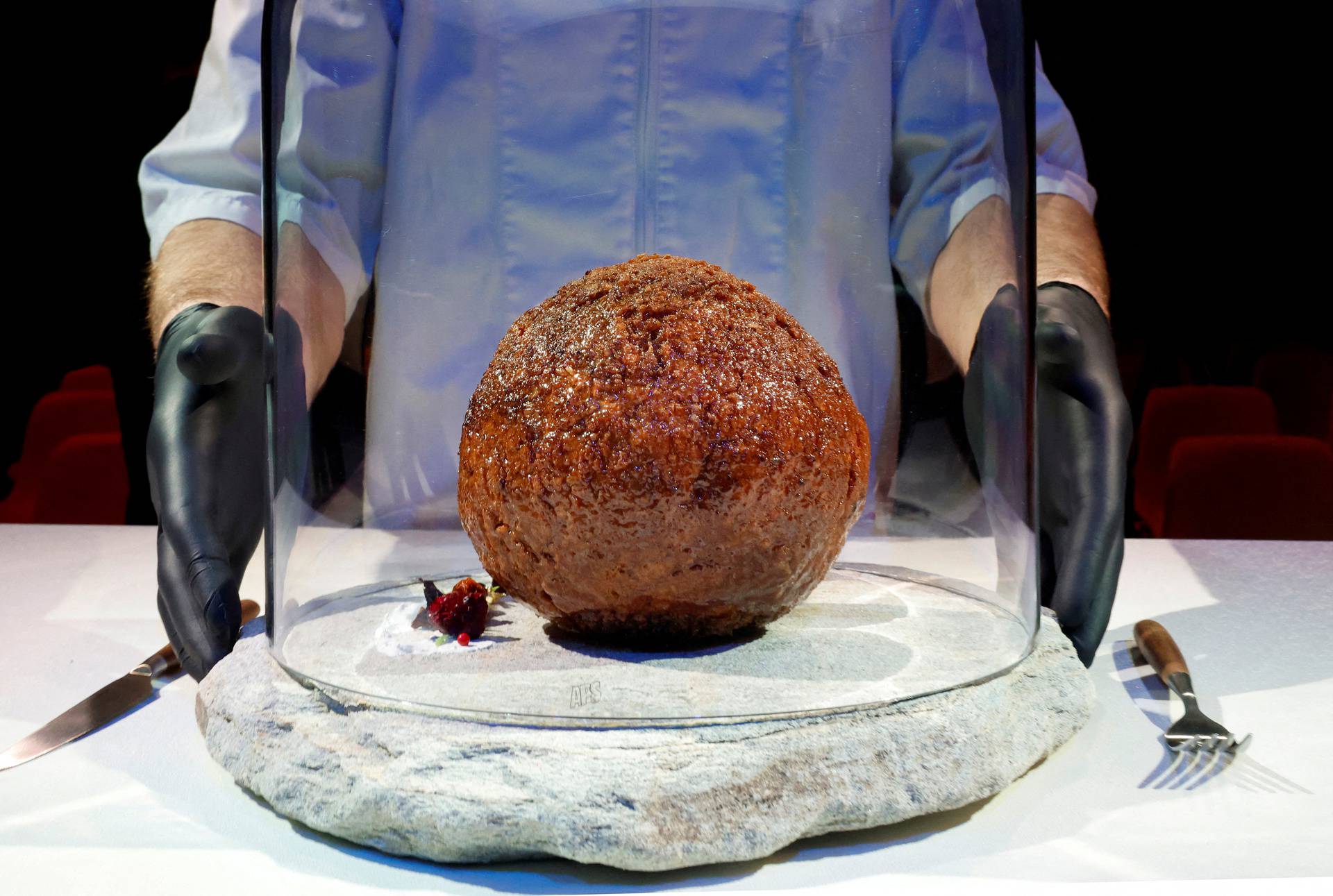 A mammoth meatball presented at NEMO Science Museum in Amsterdam