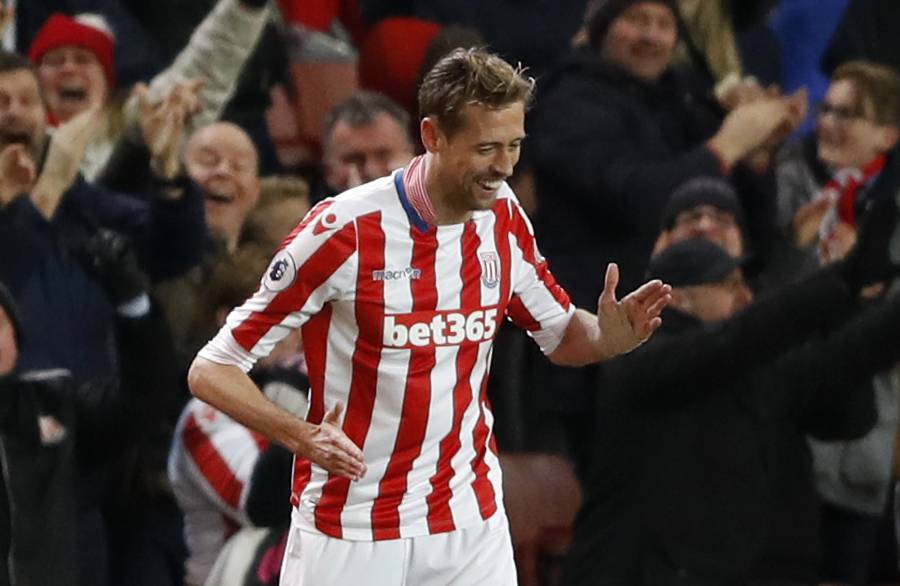 Stoke City's Peter Crouch celebrates scoring their first goal