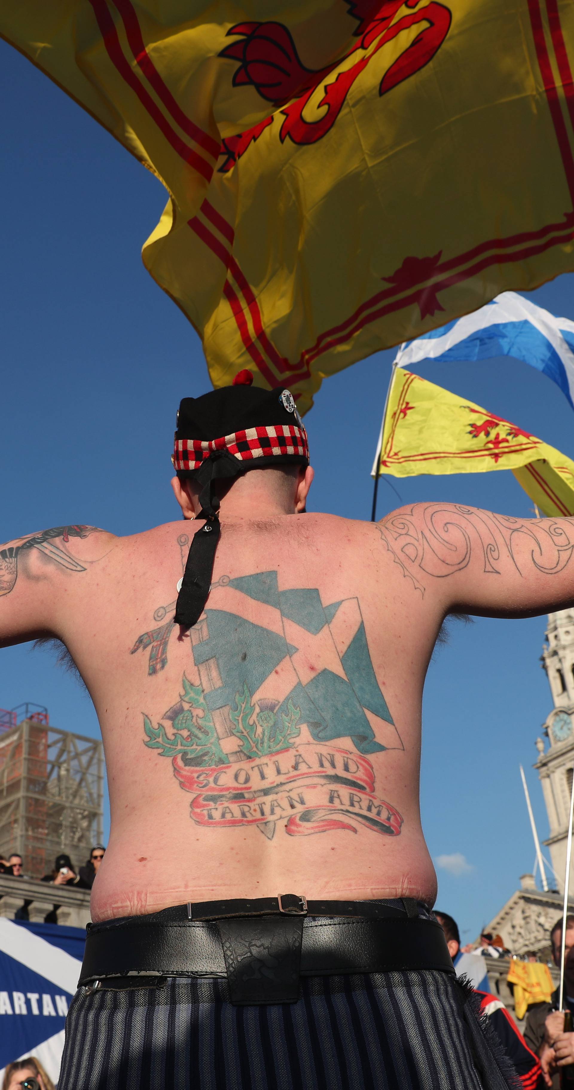 Scotland fans in Trafalgar Square