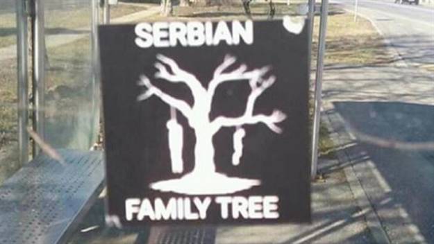 Sramota! U Vukovaru osvanule naljepnice s obješenim Srbima