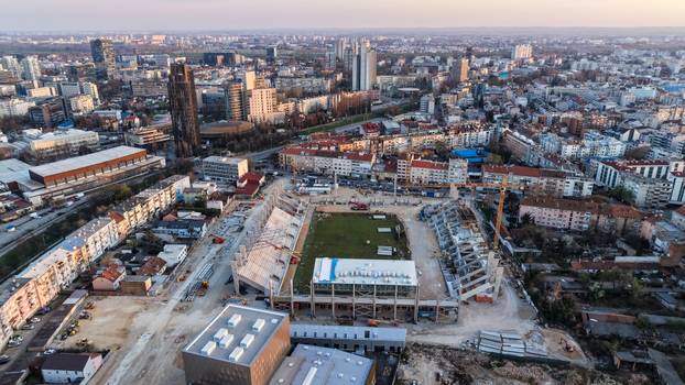 Zagreb: Fotografije iz zraka radova na novom stadionu u Kranjčevićevoj