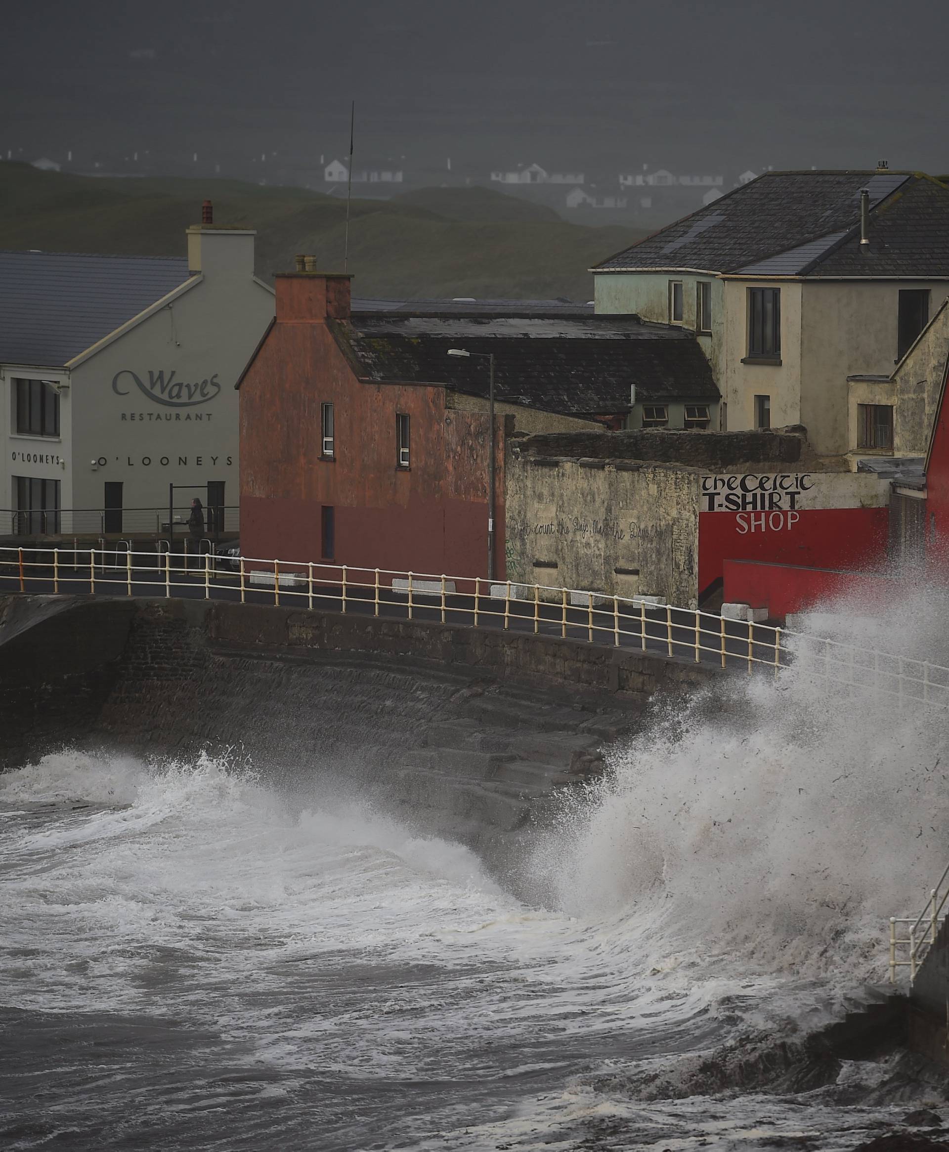 Winds batter the coast as storm Ophelia hits the County Clare town of Lahinch