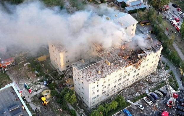 Aftermath of a Russian drone attack in Kharkiv