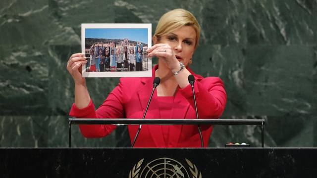 Croatia's President Kolinda Grabar-Kitarovic addresses the 74th session of the United Nations General Assembly at U.N. headquarters in New York City, New York, U.S.