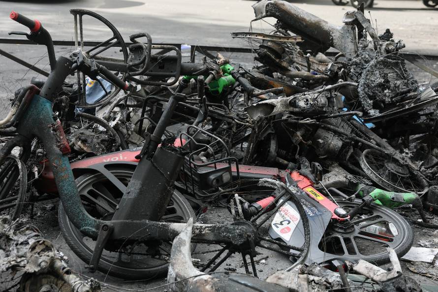 Aftermath of clashes during a national day of protests against the cost of living and rising fuel prices, in Paris