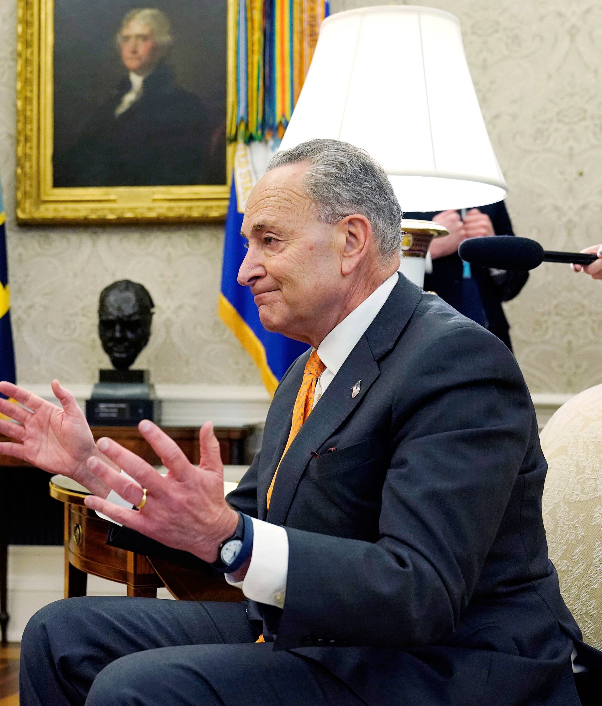 President Trump meets with Schumer and Pelosi at the White House in Washington