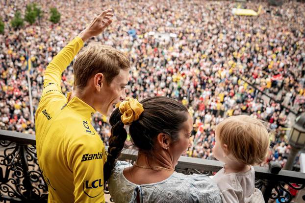 Tour de France winner Jonas Vingegaard celebrations