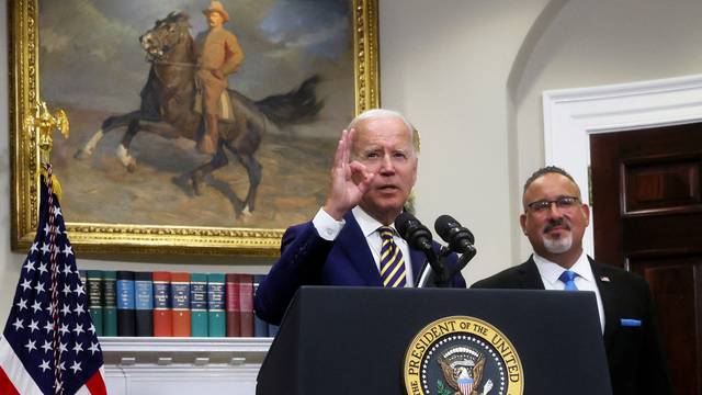 U.S. President Biden delivers remarks on student loan debt relief plan at the White House in Washington