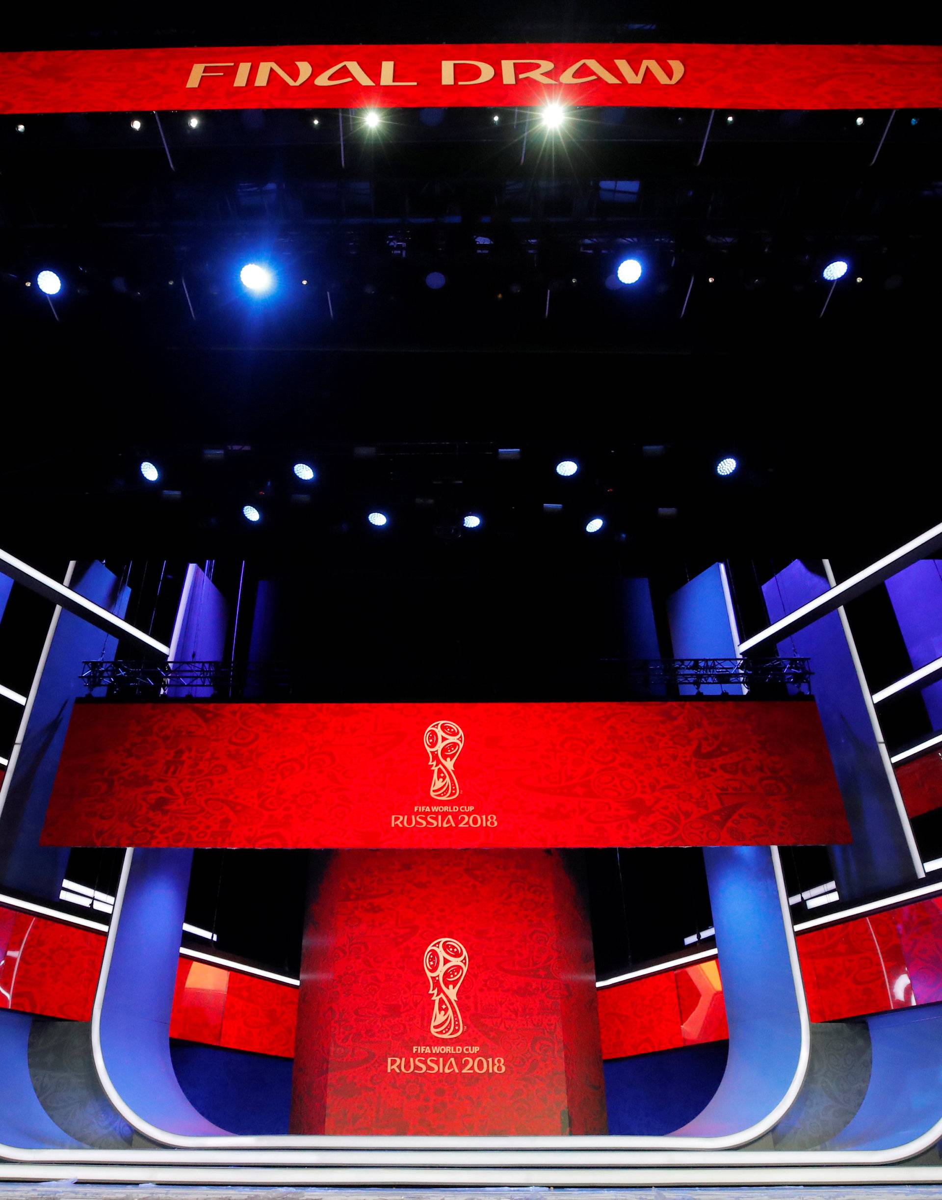 Stage is seen on the eve of the Final Draw for the 2018 FIFA World Cup in Moscow