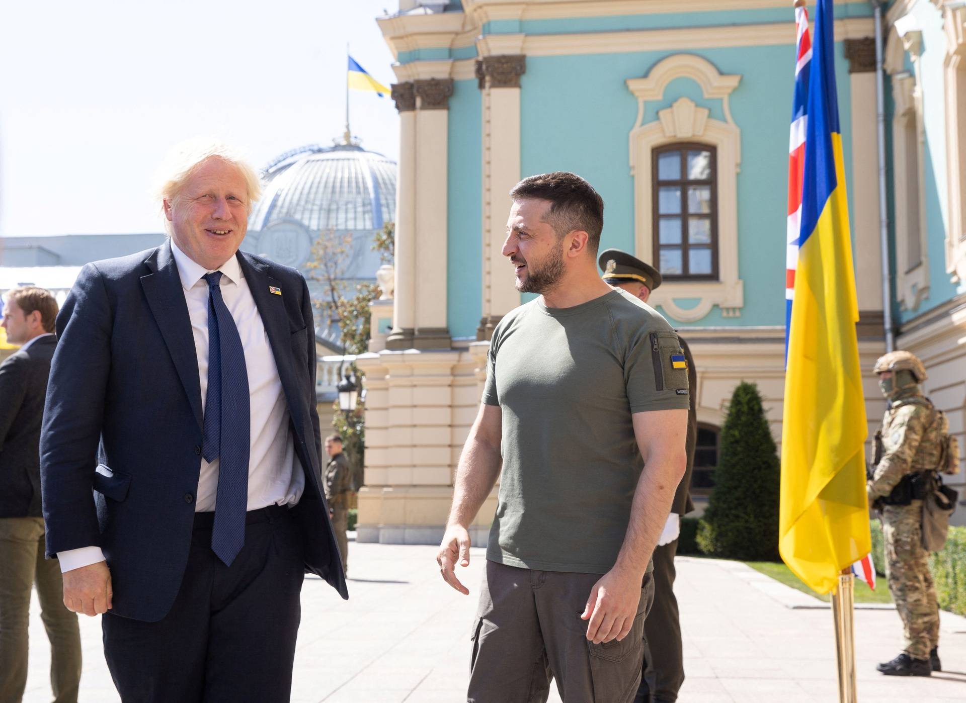 Ukraine's President Zelenskiy welcomes British Prime Minister Johnson in Kyiv