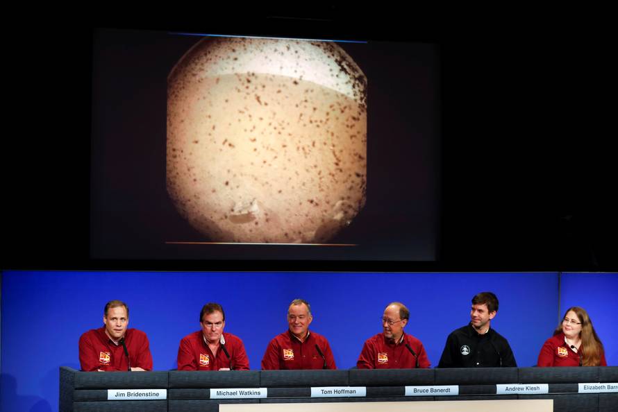 James Bridenstine speaks after the landing of spacecraft InSight on the surface of Mars,  in Pasadena