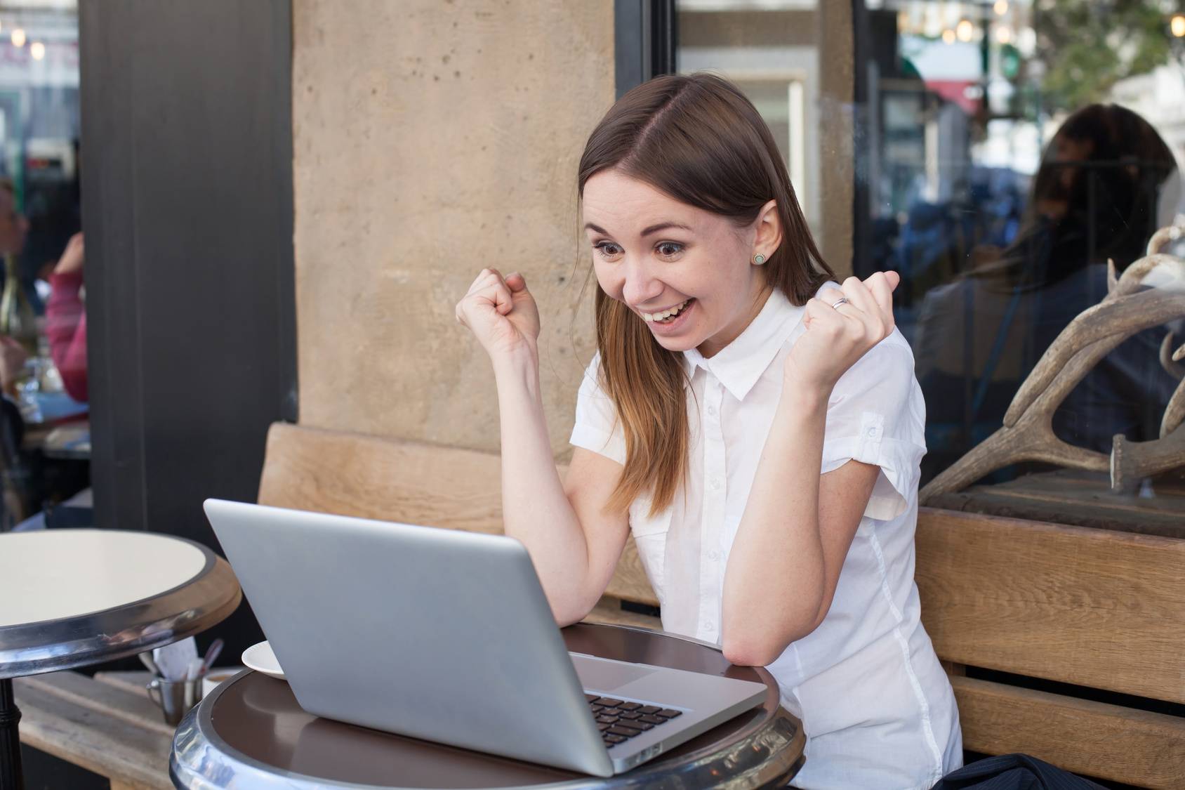 crazy happy young business woman