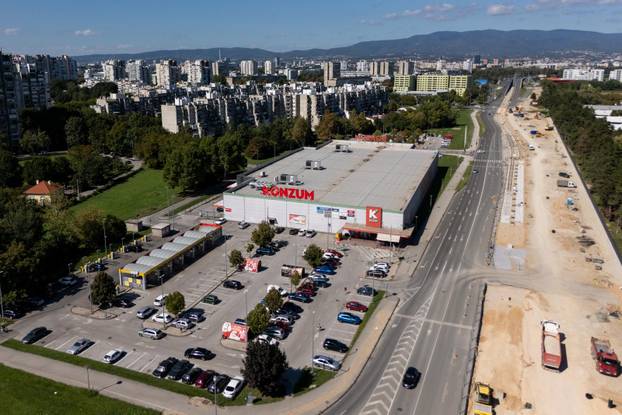 Napredak radova na Sarajevskoj cesti u Novom Zagrebu snimljen iz zraka