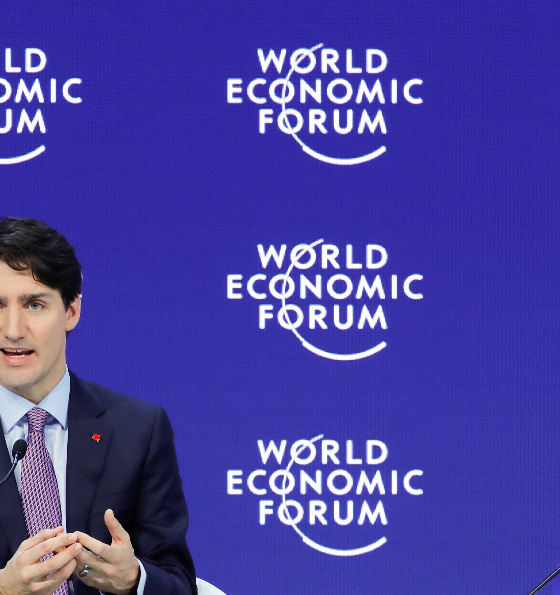 Canada's Prime Minister Justin Trudeau and Malala Yousafzai, Girls' Education Activist and Co-Founder of Malala Fund, attend the World Economic Forum (WEF) annual meeting in Davos
