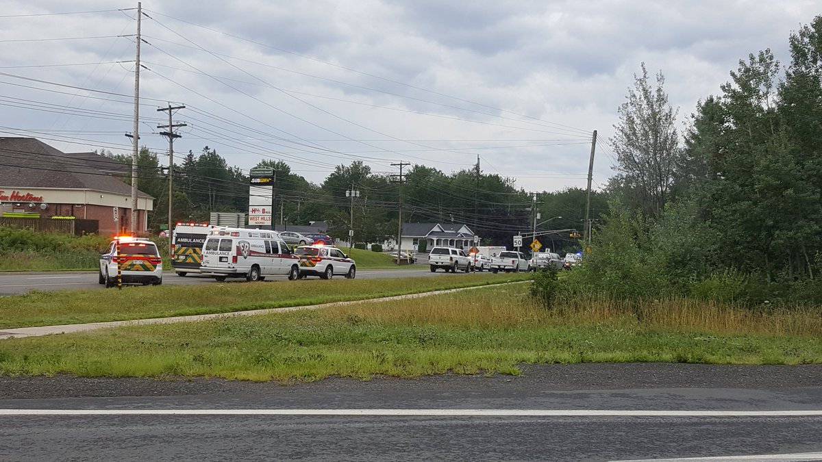 Emergency vehicles are seen at the Brookside Drive area in Fredericton