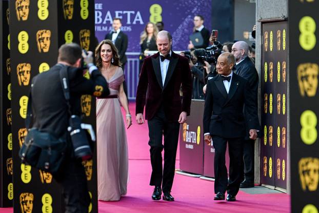 Britain's Prince William and Catherine attend the BAFTA Film Awards 2026, in London