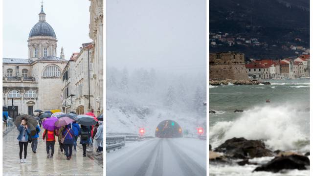Olujni vjetar na autocesti A1, snijeg u Lici i Gorskom Kotaru