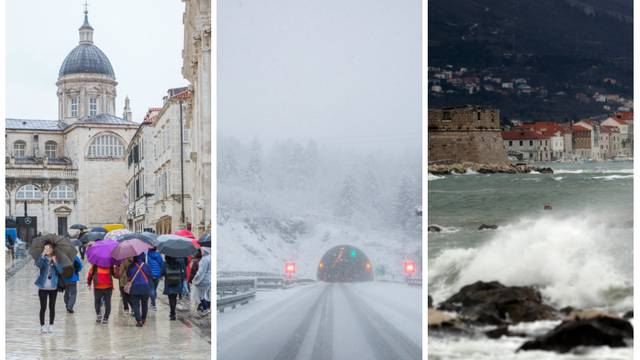 Jaka bura u priobalju, snijeg i susnježica u Gorskom kotaru