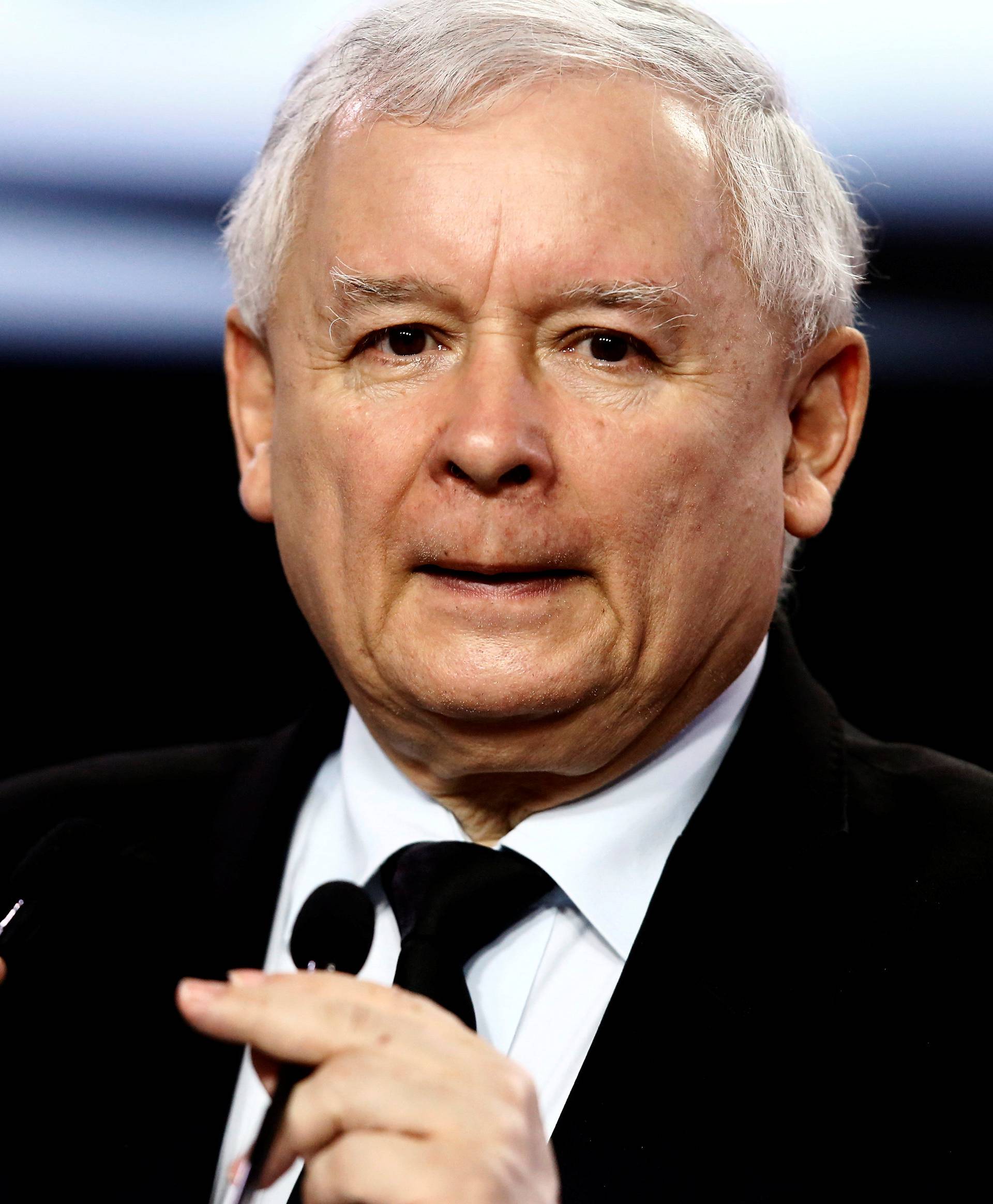 Kaczynski, leader of ruling party Law and Justice  attends a news conference about Brexit in party headquarters in Warsaw