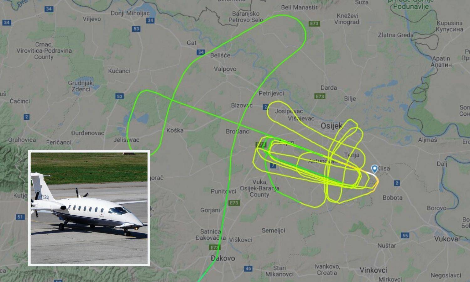 Uzbuna u Osijeku: Avion kružio iznad grada u čudnoj putanji