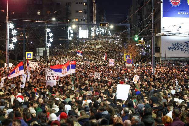 Anti-government protest following the Novi Sad railway station disaster, in Belgrade