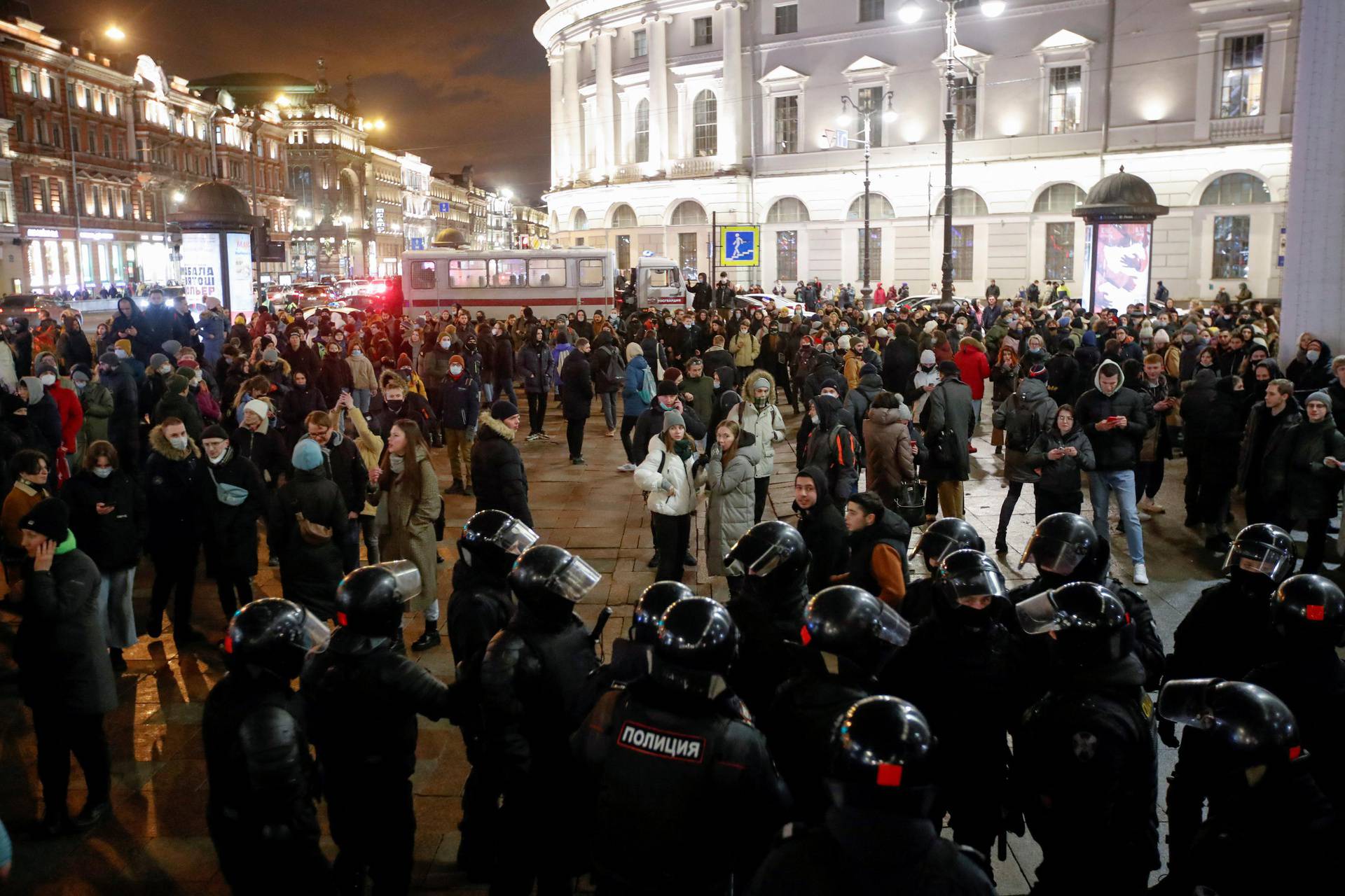 People participate in anti-war protest, in Saint Petersburg