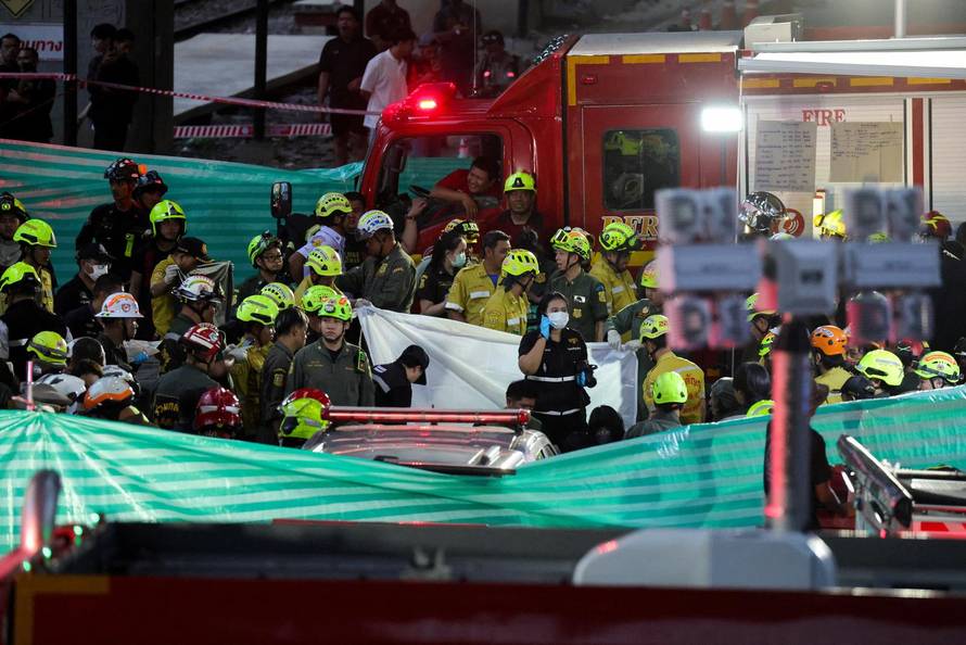 The scene of a multi-vehicle collision, in Bangkok
