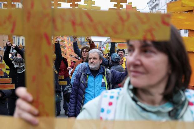Demonstrators protest the 2026 Winter Olympics in Milan