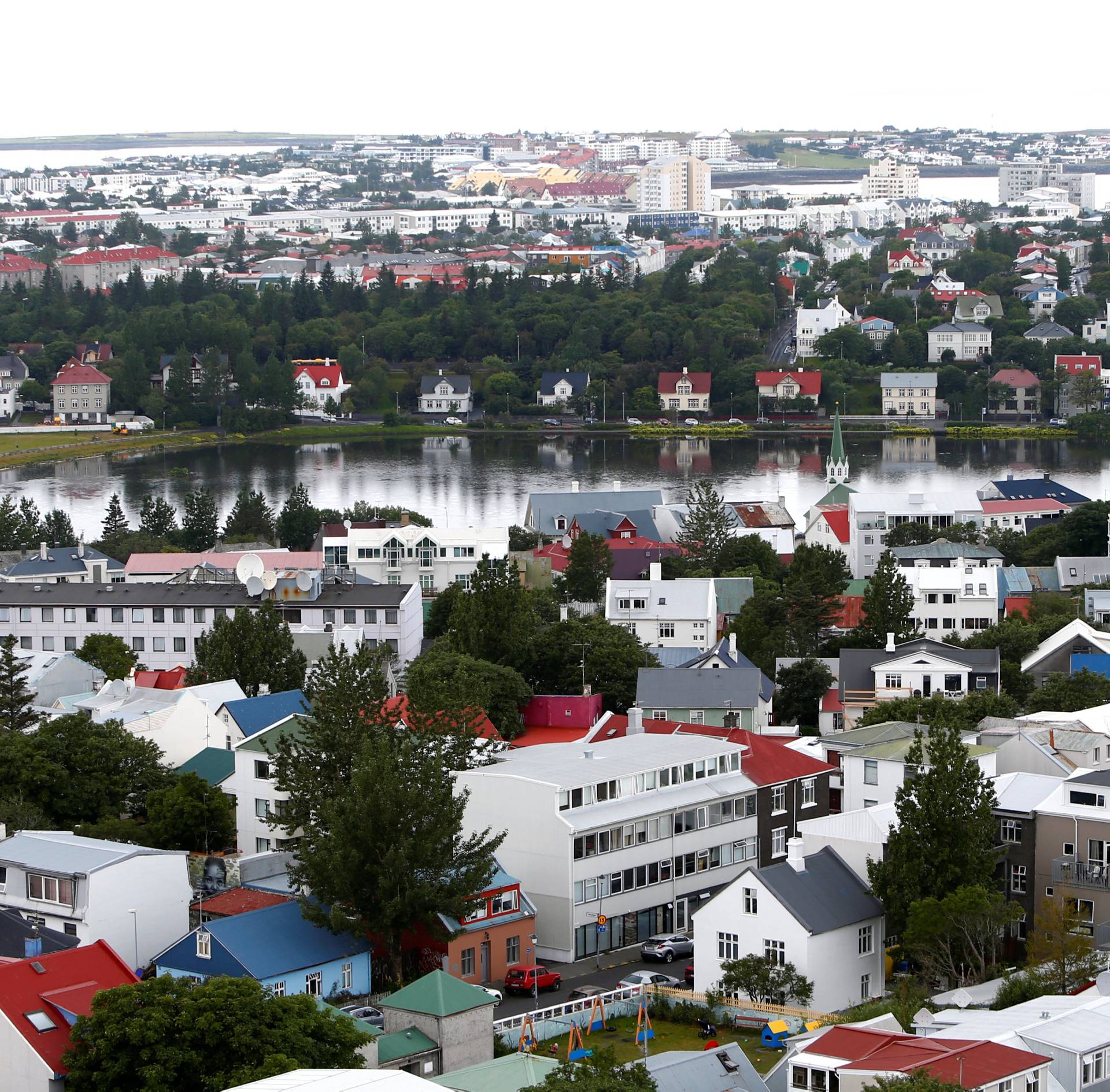 General view shows city of Reykjavik, seen from Hallgrimskirkja church