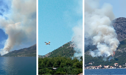 Gori na Pelješcu: Tri kanadera gase požar, turisti u panici