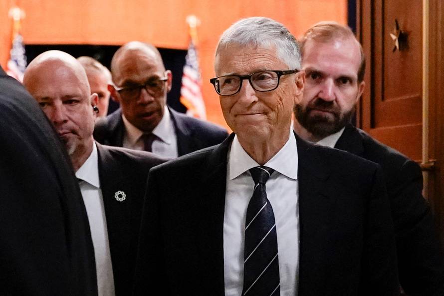 Bill Gates departs following a closed door interview before the House Oversight Committee investigating Jeffrey Epstein, in Washington
