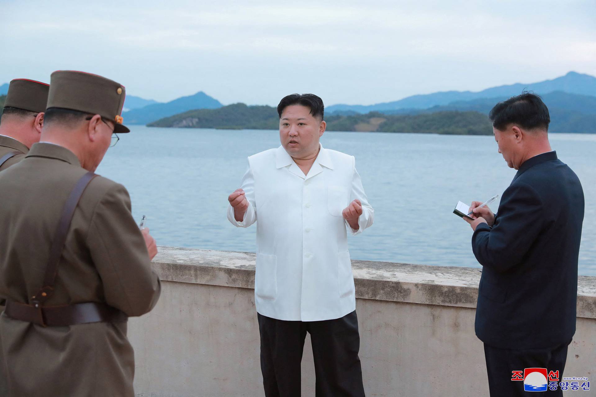 North Korea's leader Kim Jong Un speaks at an undisclosed location in North Korea