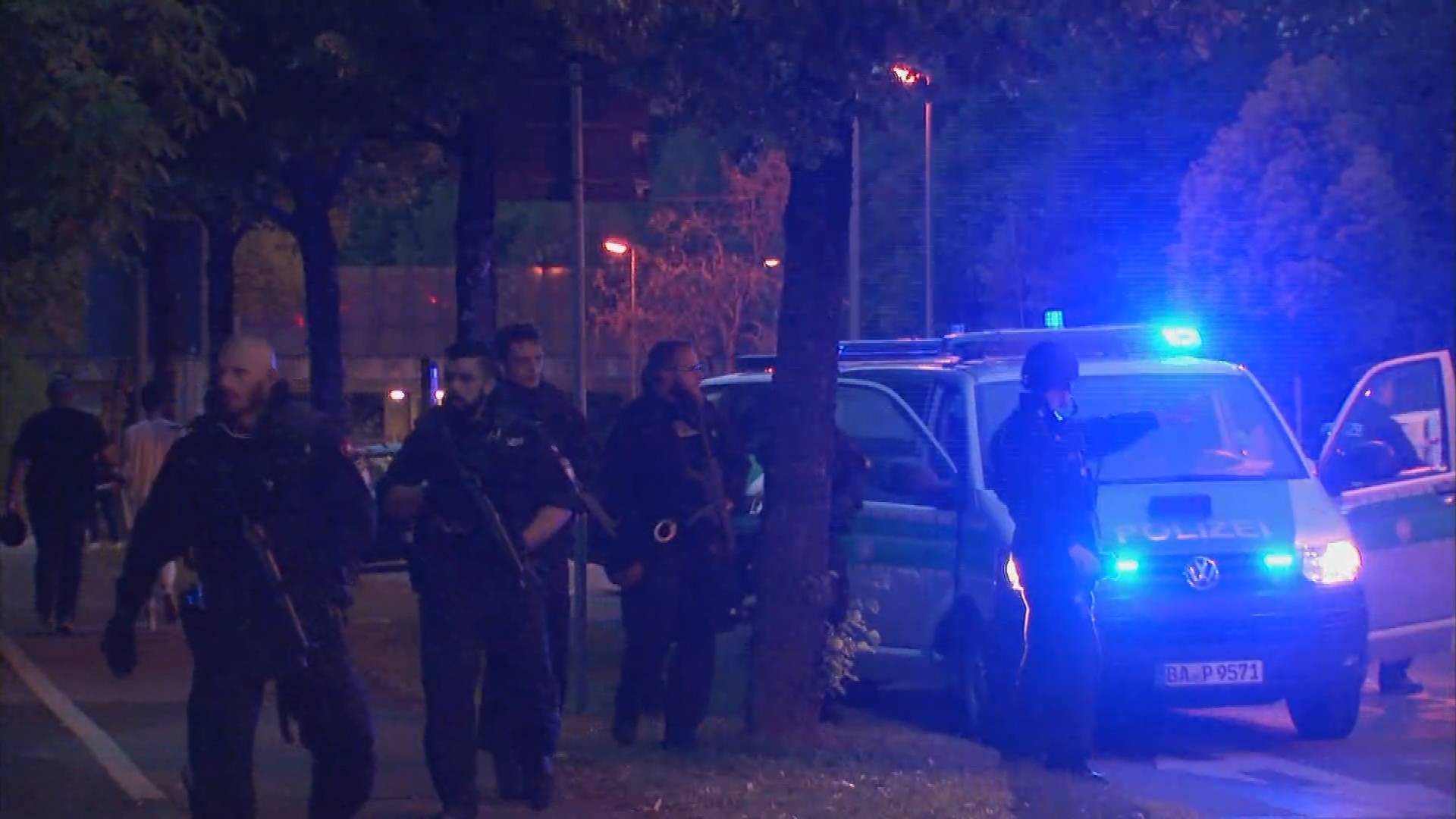 Screen grab shows police officers near Olympia shopping mall following shooting rampage in Munich