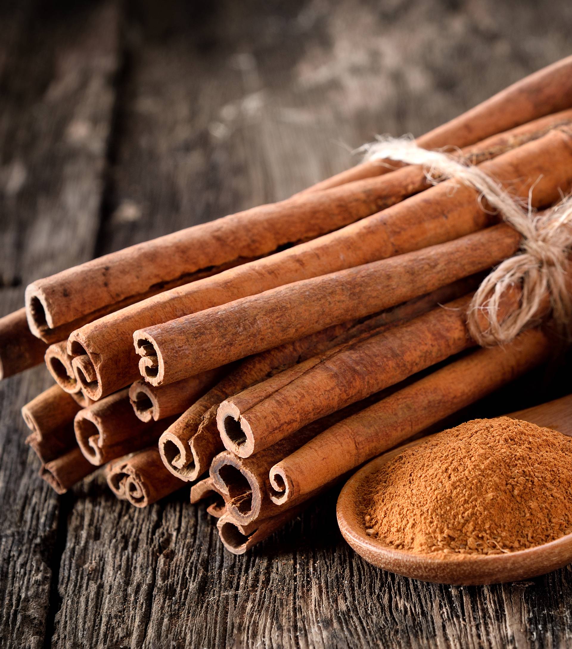 Cinnamon powder on table wooden