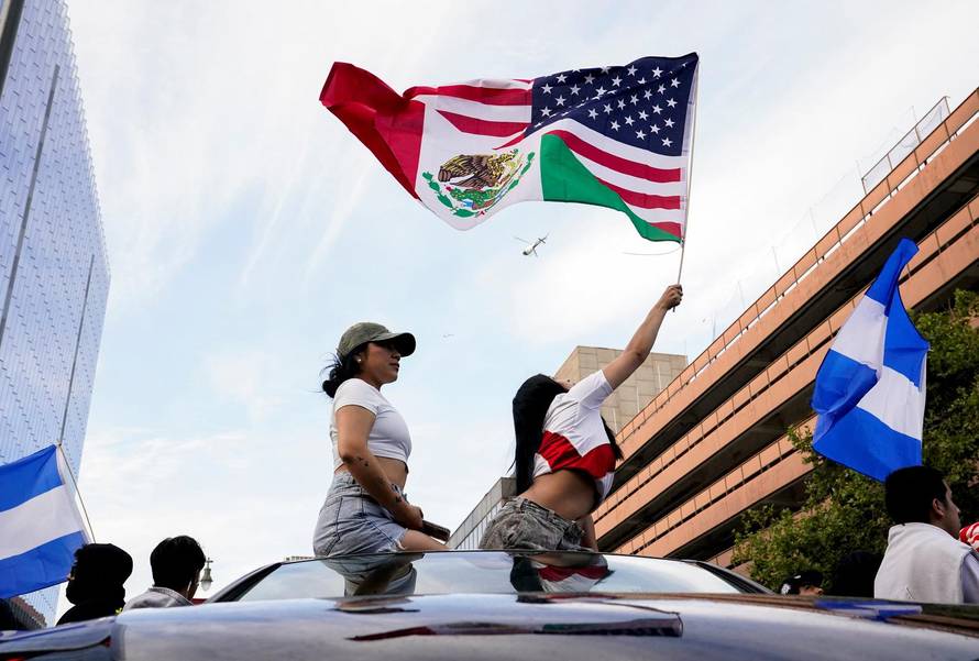 Protest against federal immigration sweeps, in Los Angeles