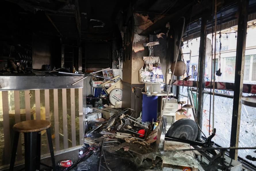 Aftermath of clashes during a national day of protests against the cost of living and rising fuel prices, in Paris