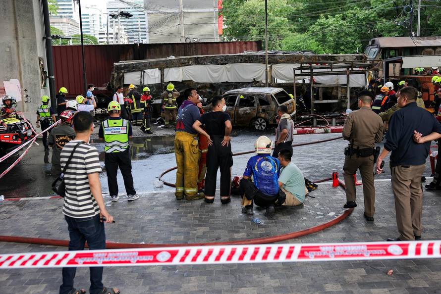 The scene of a multi-vehicle collision, in Bangkok