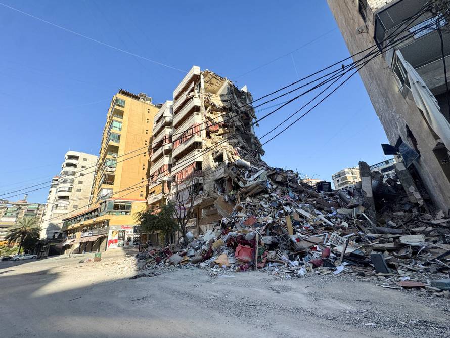 A damaged building after an Israeli strike, following renewed hostilities between Hezbollah and Israel amid the U.S.-Israeli conflict with Iran