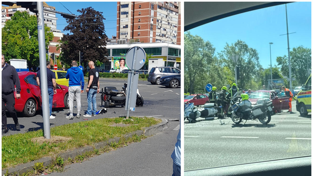 VIDEO Policajac skrivio nesreću u Novom Zagrebu: Prošao kroz crveno i zabio se u automobil