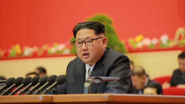 North Korean leader Kim Jong Un speaks during the Workers' Party Congress in Pyongyang 