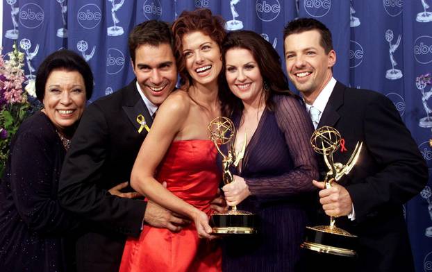 FILE PHOTO: Shelley Morrison with the cast of "Will & Grace"  at the 52nd annual Emmy Awards in Los Angeles