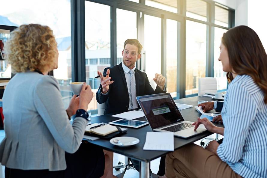 Teamwork,,Lawyers,Or,Business,People,On,Laptop,In,Discussion,Or