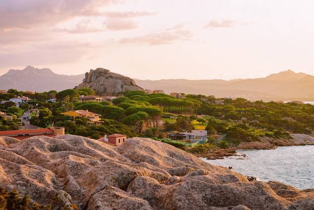 Baja Sardinia resort in Costa Smeralda at sunset