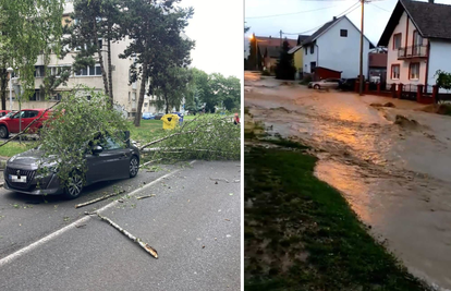 Olujno nevrijeme zahvatilo istočnu Hrvatsku: Poplavili podrumi, na cestama odroni