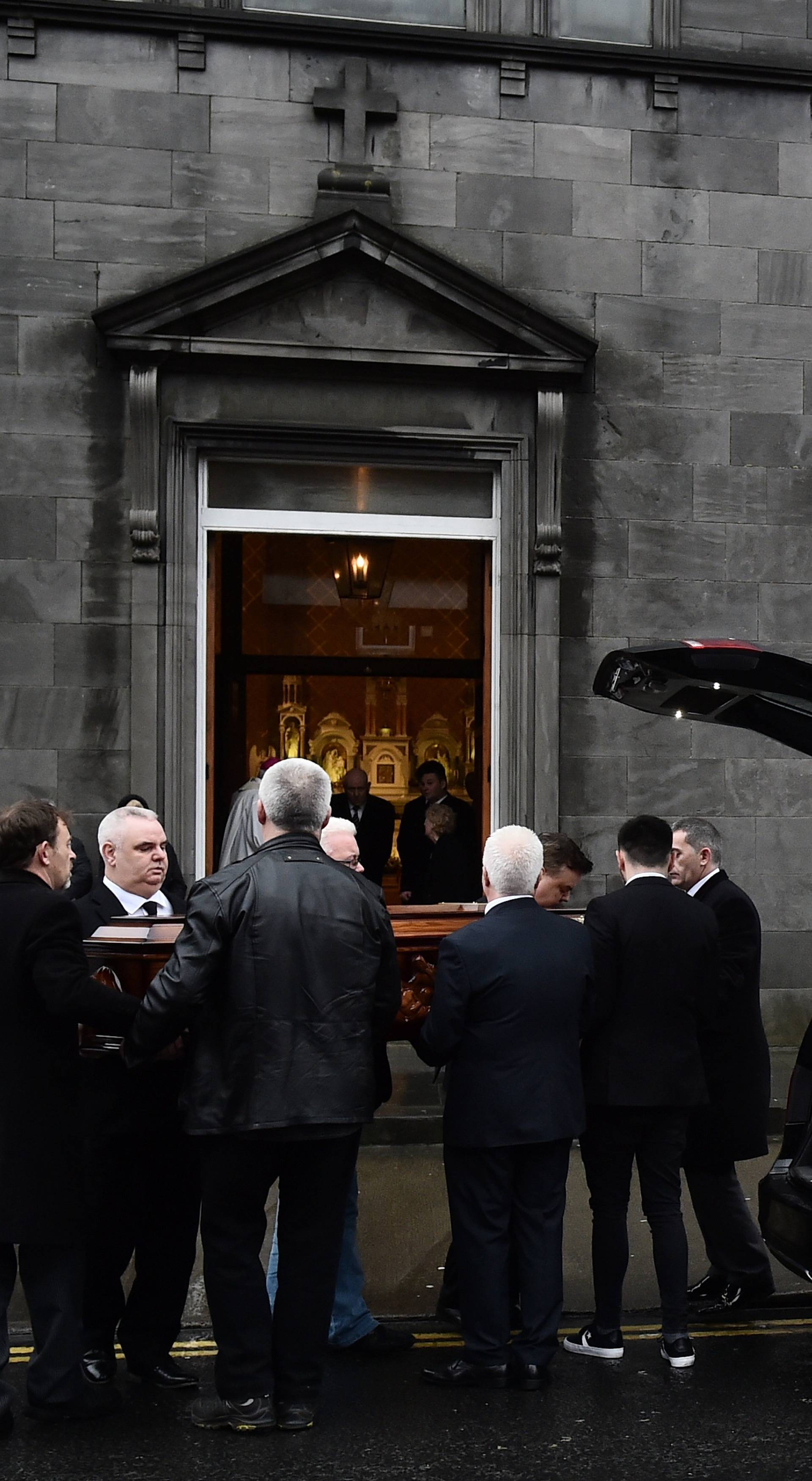 The coffin of Dolores O'Riordan, singer with the Cranberries is brought into St. Joseph's Church for a public reposal in Limerick