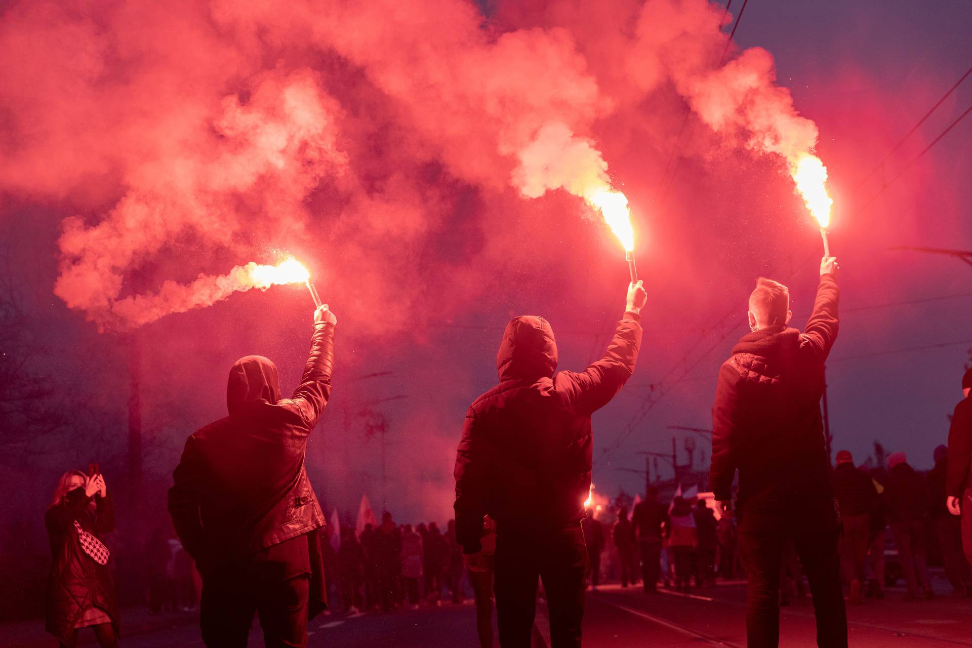 People mark the National Independence Day in Warsaw