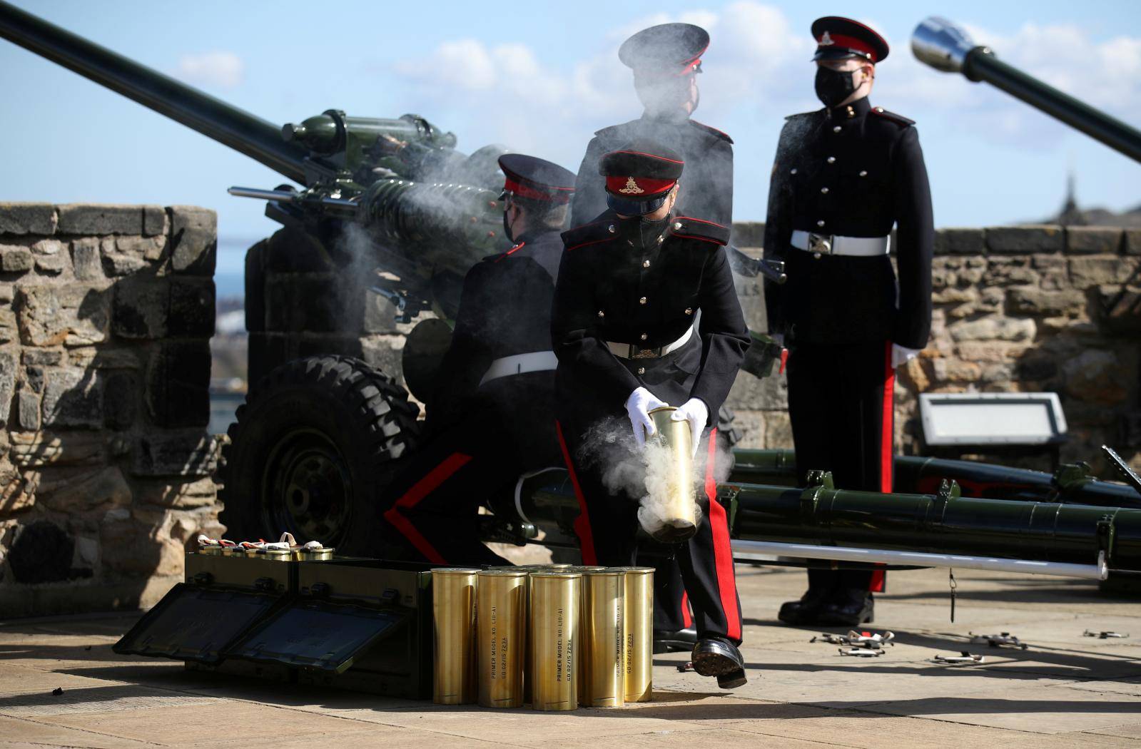 Gun salute is fired to mark the death of Britain's Prince Philip, in Edinburgh