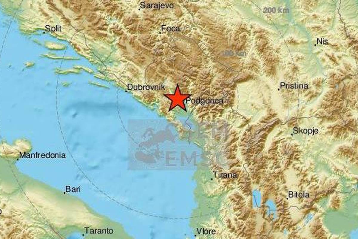 EMSC greškom objavio da je bio potres jačine 4,5 u Crnoj Gori